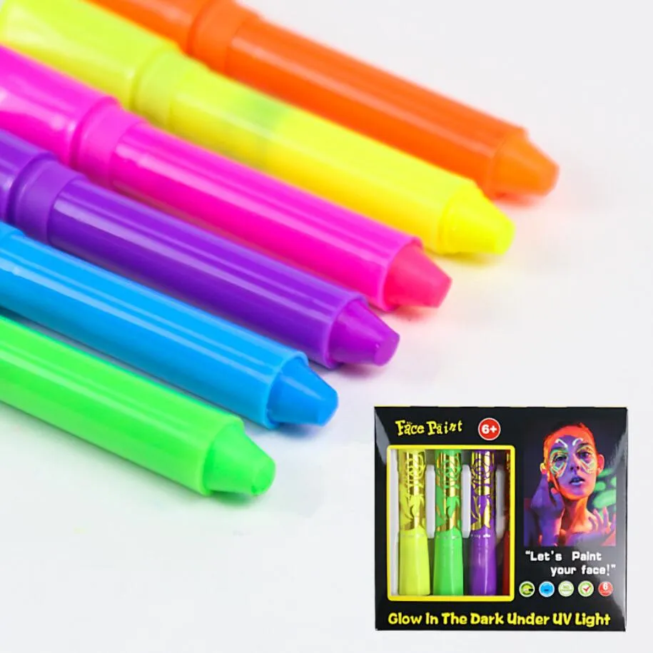 Kleurrijke Body Gezicht Make-up Schilderen Pen Kids DIY Aquarel Pen Halloween Party DIY Tekening Krijt Stok 6 stks/set