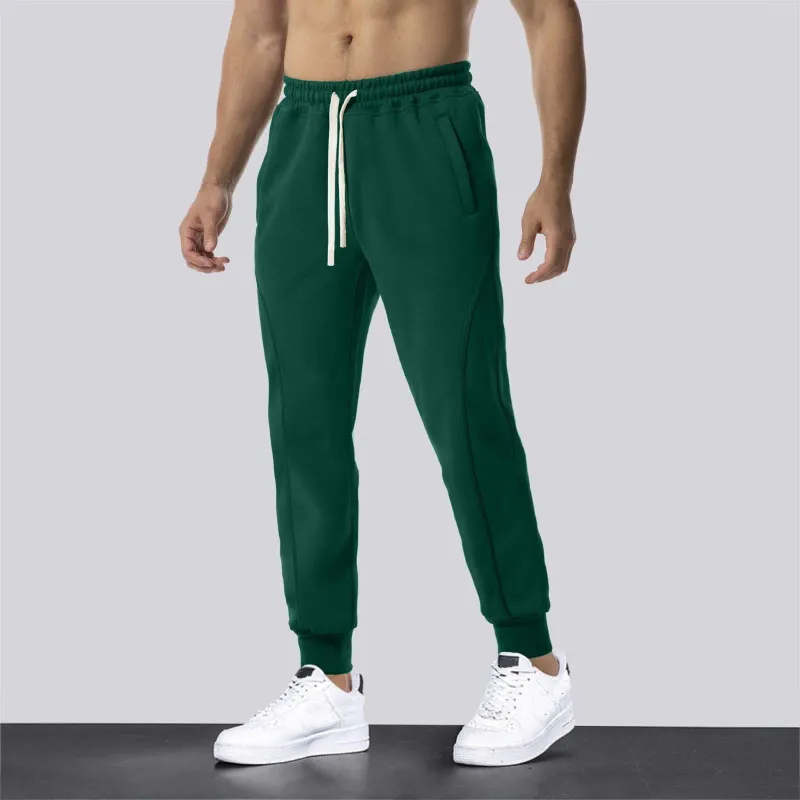 Erkekler Pantolon Sonbahar Düz Renkli Spor Sweatpants Ağır Rahat Çizme Cep Pantolonları Jogging Outdoor 2023