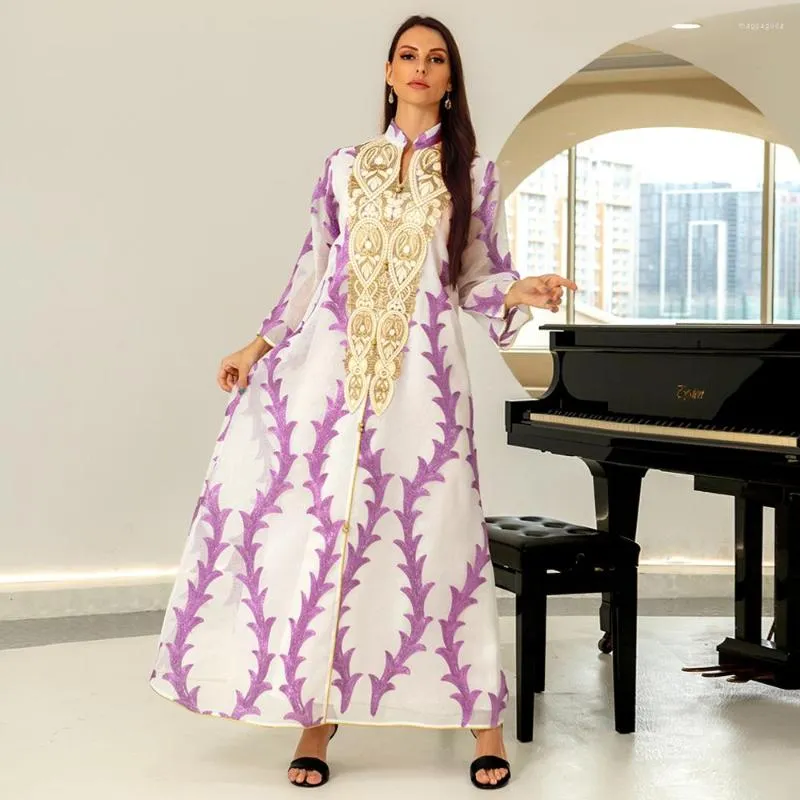 Ethnic Clothing MD 2023 Islamic Clothes For Women Muslim Dubai Abaya Luxury Wedding Party Evening Gown Floral Embroidery Boho Maxi Dress