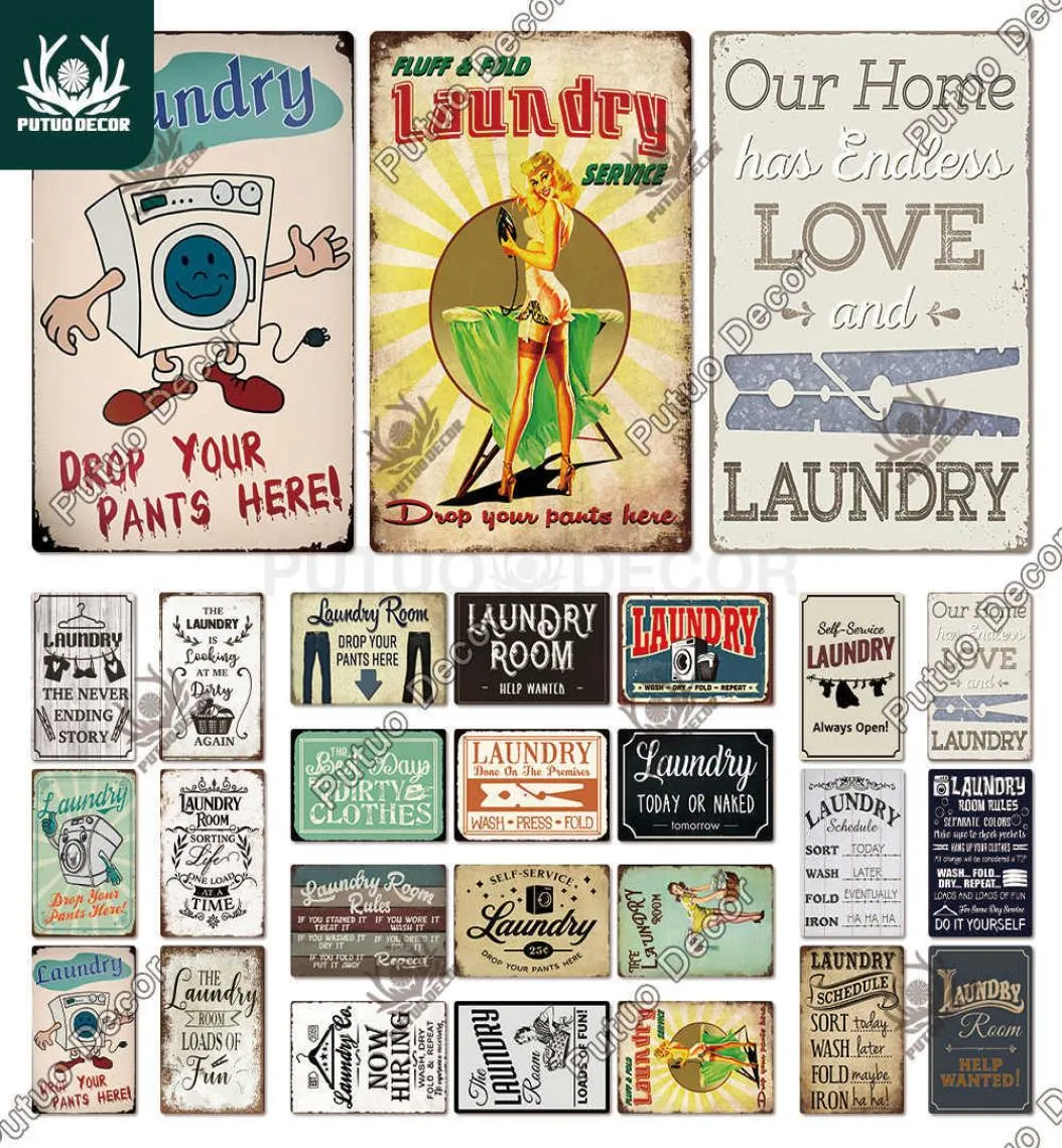 Decor Laundry Sign Vintage Funny Metal Plaque Tin Sign Pin Up Girl Wall Decor Home Laundry Room Washroom Wall Decoration6807539