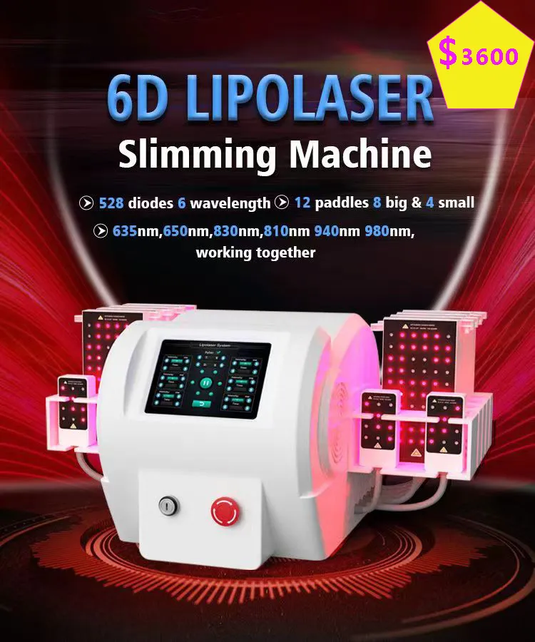 Maxlipo Laser 6D Machine Машина для поглашения низкого уровня I Lipo Lazer Cold Lipo Lipo Lipolim Beautytifing Drainge Therapy Therage The Code Healthy Device