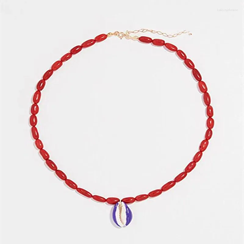 Colares de pingente Bohemian Natural Shell Colar Red Coral Mulheres Glamour Jóias 2023 Barroco Atacado Collier Femme Coquille