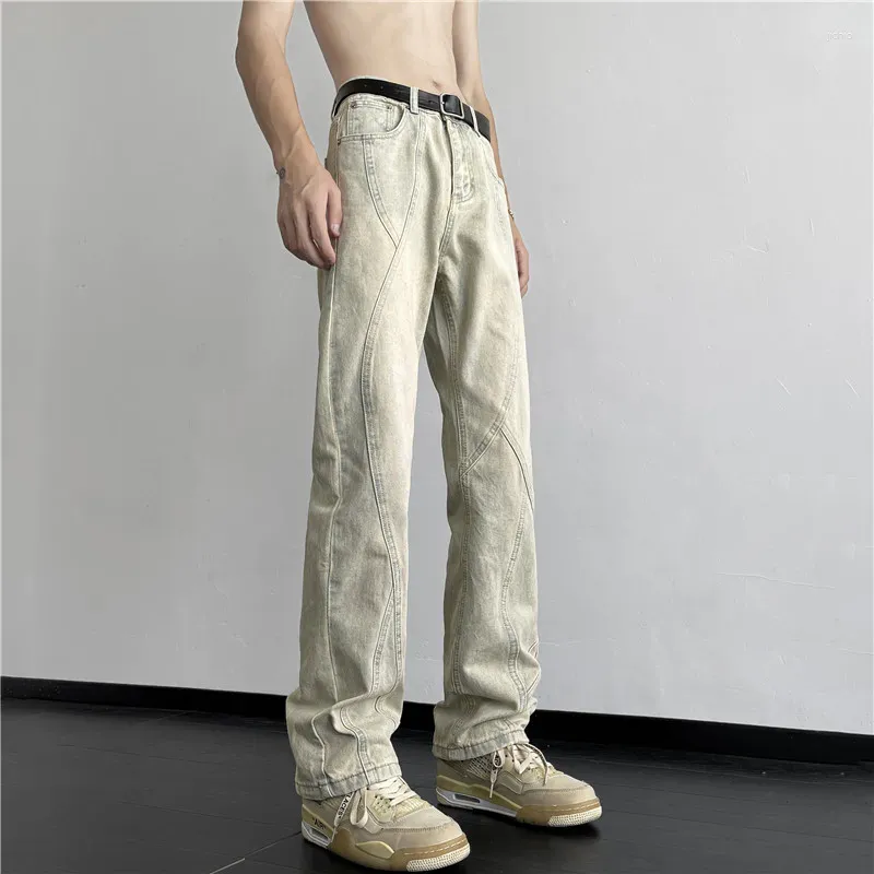 Men's Jeans 2023 Spring Autumn Straight Denim Pants Streetwear Wide Leg Loose Fashion Casual Long Trousers Y67