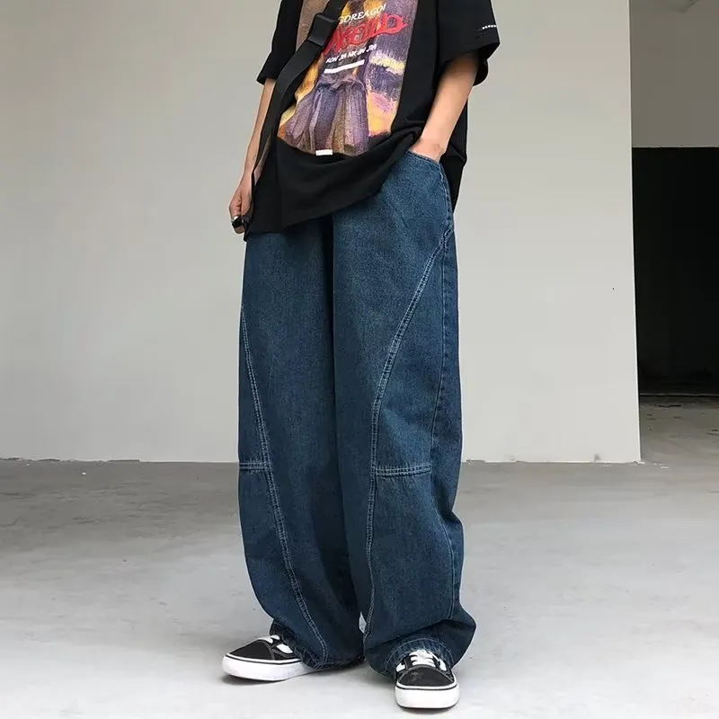 男性のための日本スタイルのバギージーンズ:特大の渦中デニム 男性のための日本スタイルのバギージーンズ:特大の渦中デニム