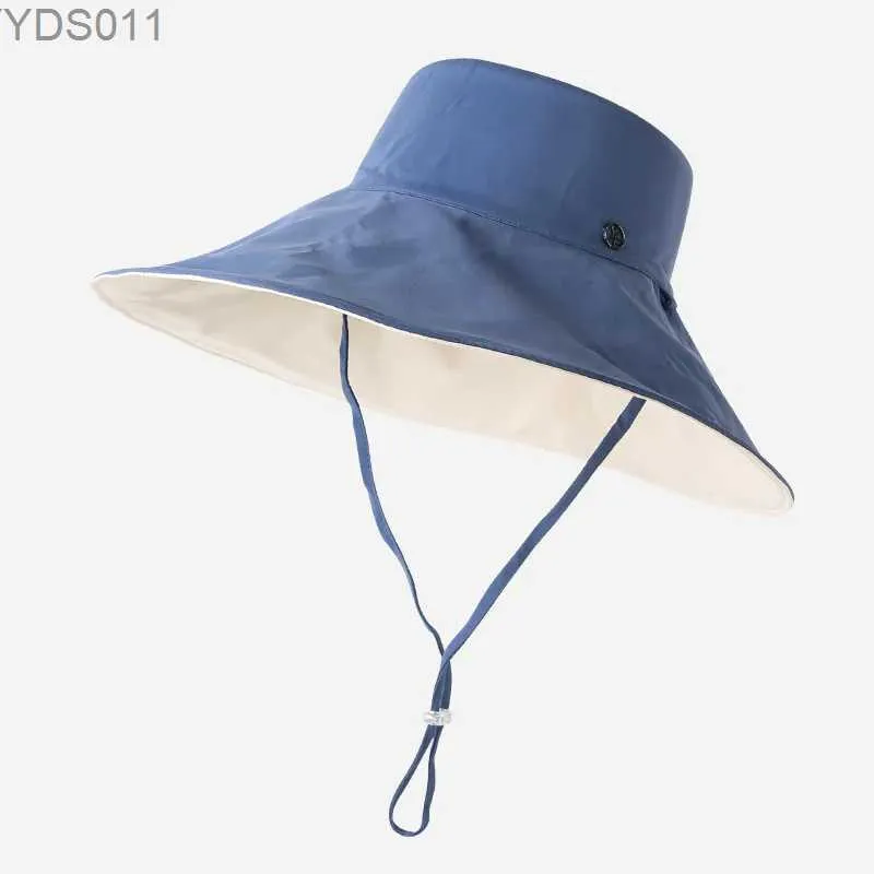 With Windproof Rope Wide Brim Sun Hat Bucket Hat Beach Cap Fisherman Cap