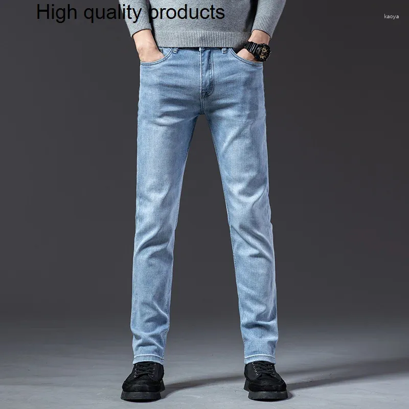 Herenjeans Zomer Casual Herenmode Slim Fit Denim Broek Lichtgewicht Zwart Lichtblauw Grijs Broek Mannelijke Klassieke Vintage Kleding