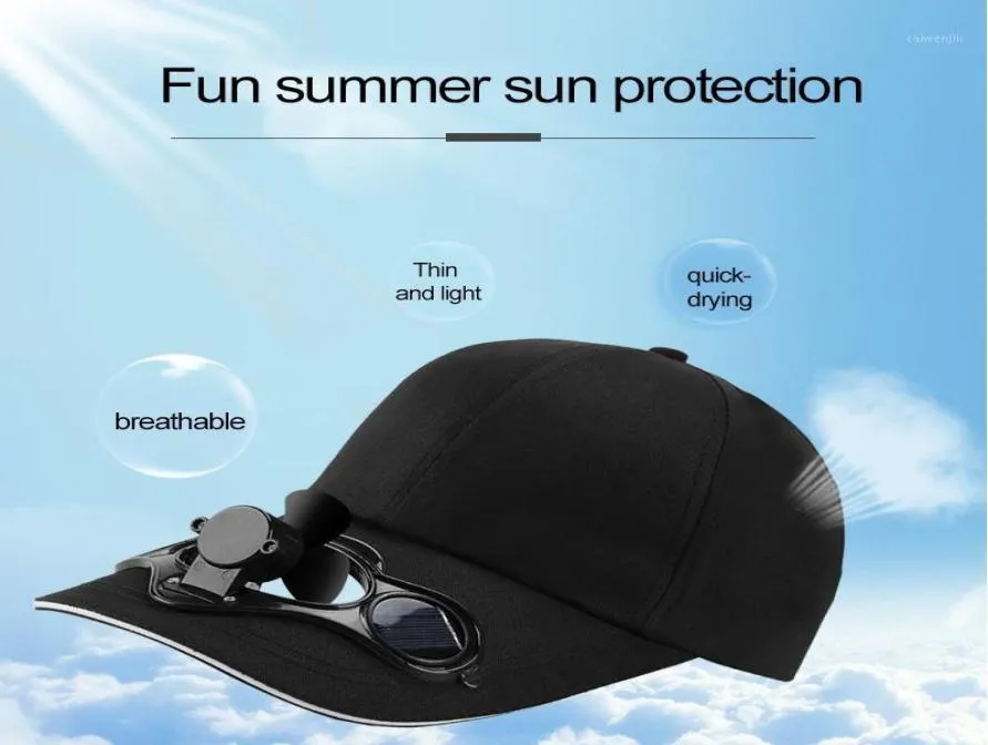 Utomhushattar Summer Fan Cool Sun Hat Cap Solar uppladdningsbar andningsbar skugga SunSn Hållbar högkvalitativ campingverktyg4984469
