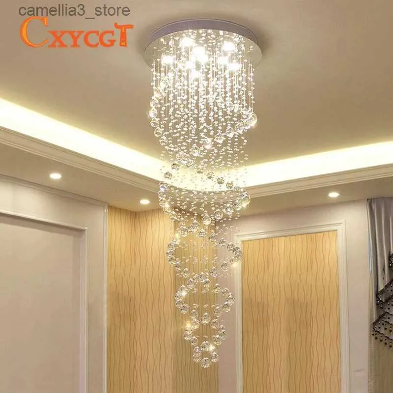 Plafoniere Moderne LED Lampadario di cristallo a doppia spirale Illuminazione per Foyer Scala Scala Camera da letto Hotel HallSoffitto Lampada a sospensione sospesa Q231120