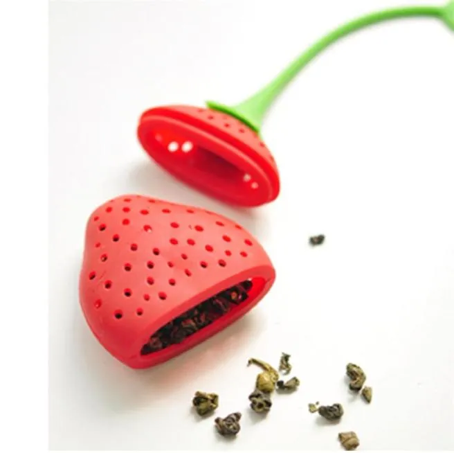 Strawberry shape silicone tea infuser strainer silicon tea bag ball dipper7970366