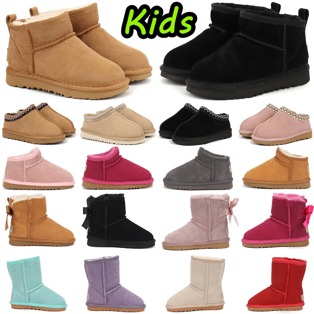 أطفال الأطفال Toddler Boots Child Winter Boot Baby Snow Boot Designer Australa Classic Ultra Mini Boot Fur Booty Boys Girls Cankle Booties Boot Boot with Bows