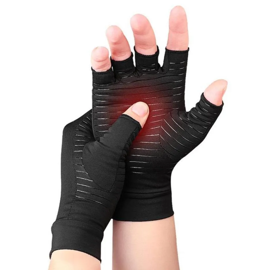 Wrist Support 1 Pair Compression Gloves Hand Arthritis Joint Pain Relief Half Finger Antislip Therapy For Womens Mens9180428