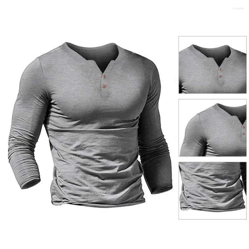 Men's T Shirts Simple T-shirt Fit Placket Basic Casual Men Autumn Top Male Soft