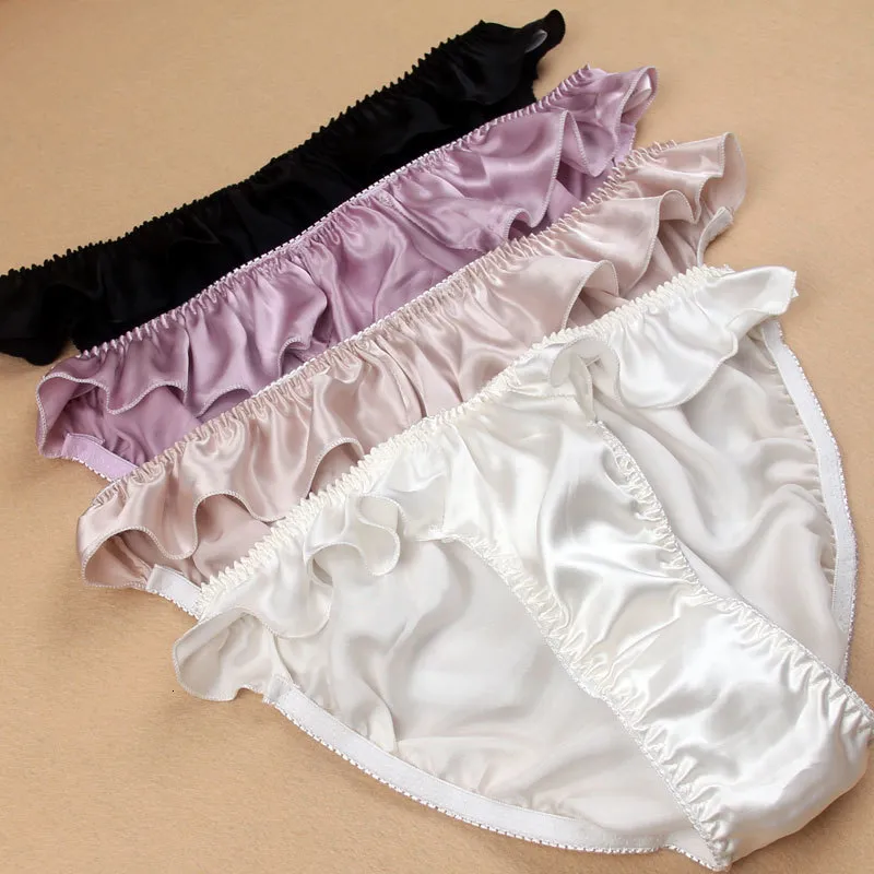 Women's Panties Silk Underwear Low Waist Triangle Girls High Fork Pants XL 230420