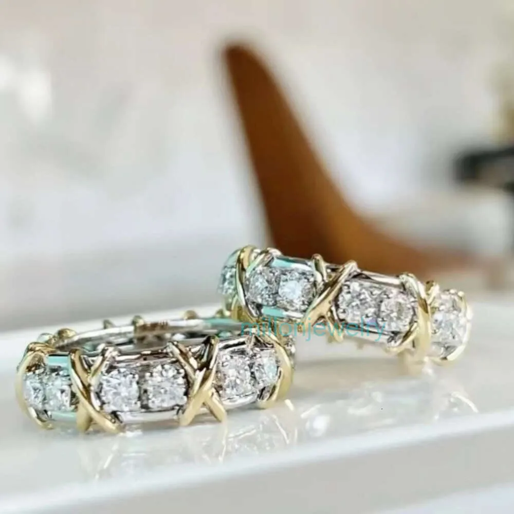 Tiffanyhsqrings ювелирные изделия V Золотое кольцо с крестиком женское 18-каратное легкое роскошное модное кольцо с микро бриллиантом обручальное кольцо