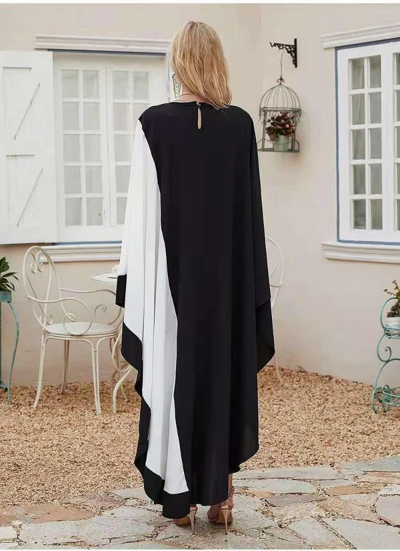 Robes décontractées SuperAen 2023 Robe musulmane manches chauve-souris surdimensionnée robe noire et blanche couleur assortie pour les femmes