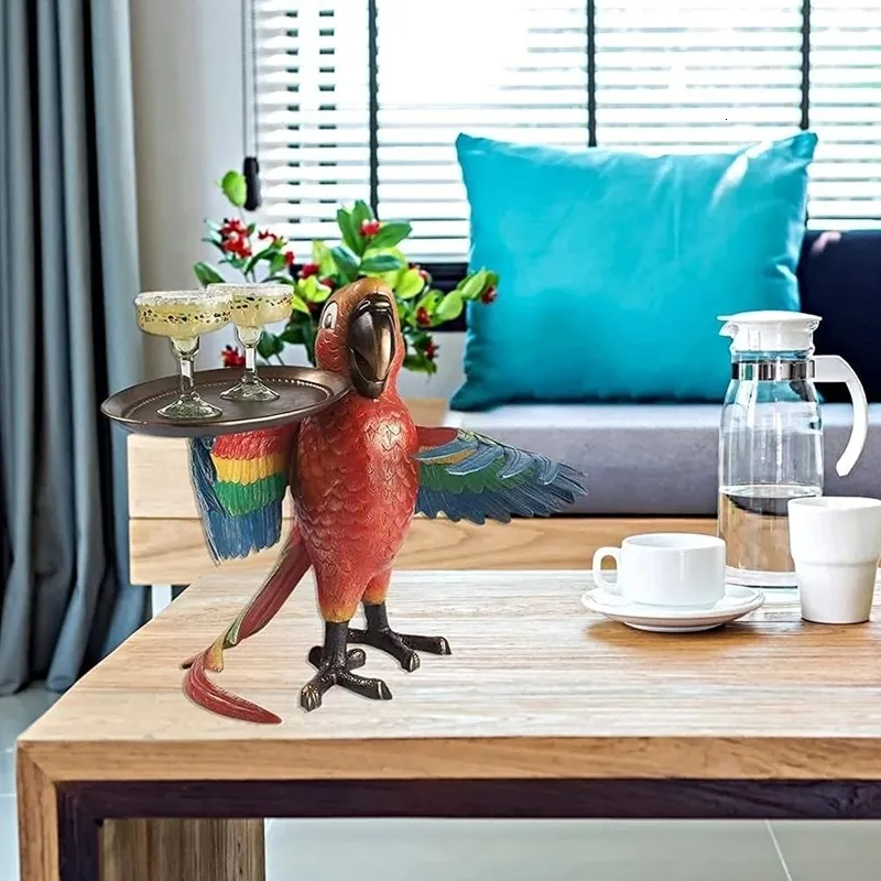 Parrot Butler Resin Parrot Butler Statue with Tray Vintage Decorative Bird Figurine ...