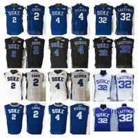stitched NCAA Blue Devils Basketball Jerseys College Christian Laettner #32 Blue 4 Redick White 2 Cook College Jersey v3B8#
