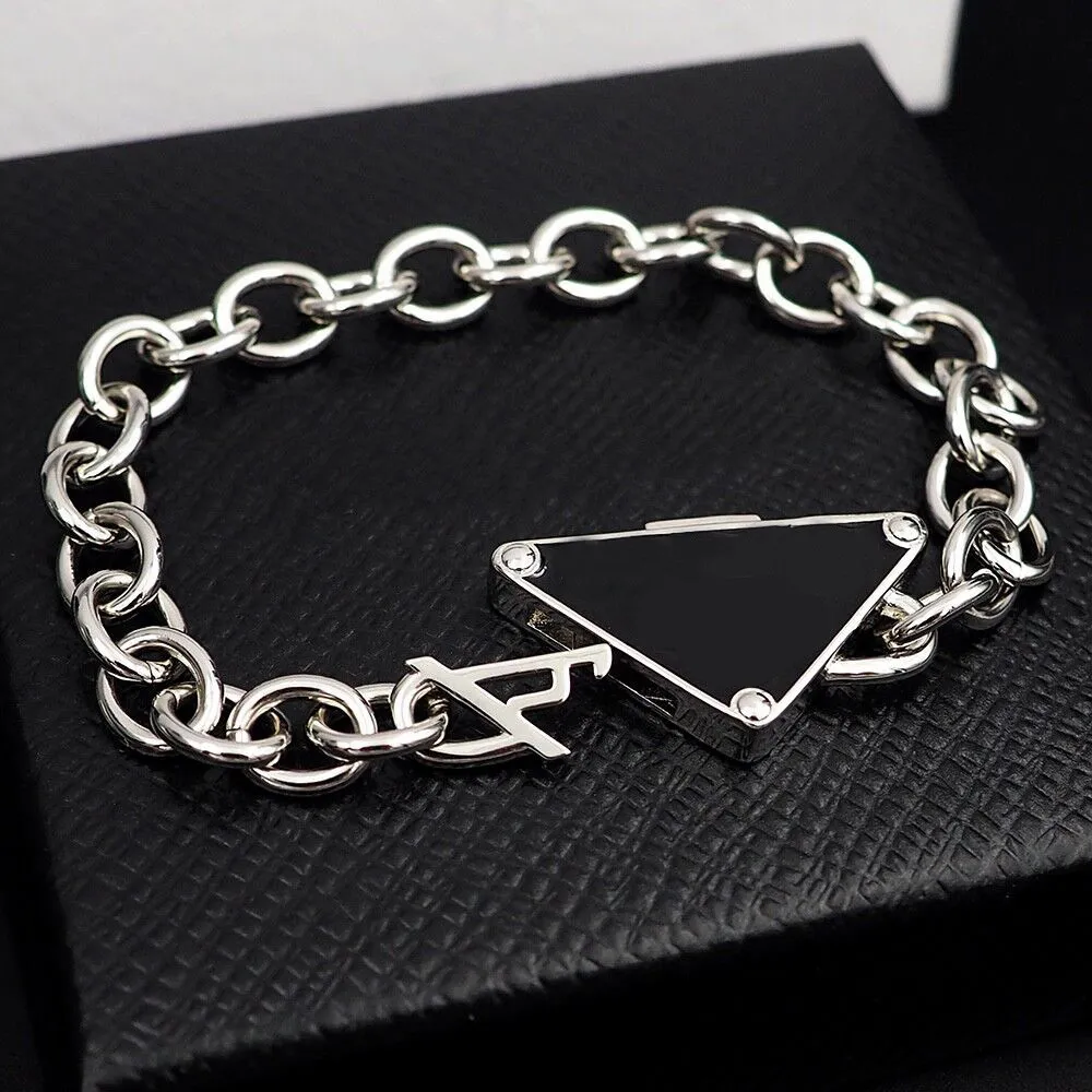 Tennis Letter Black Dropping Oil Metal Triangle Thick Bracelet Classic Triangle Bracelet