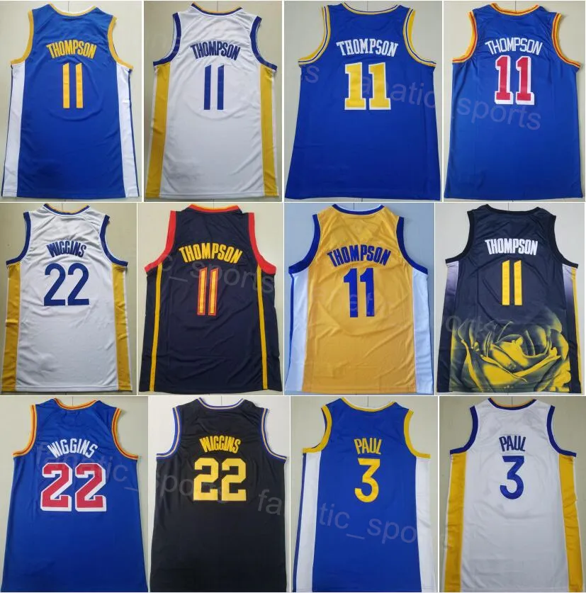 Team Klay Thompson 11 Basketball Jersey Man City Chris Paul 3 Andrew Wiggins 22 pour les fans de sport classique gagné respirant toutes coutures pur coton bonne qualité