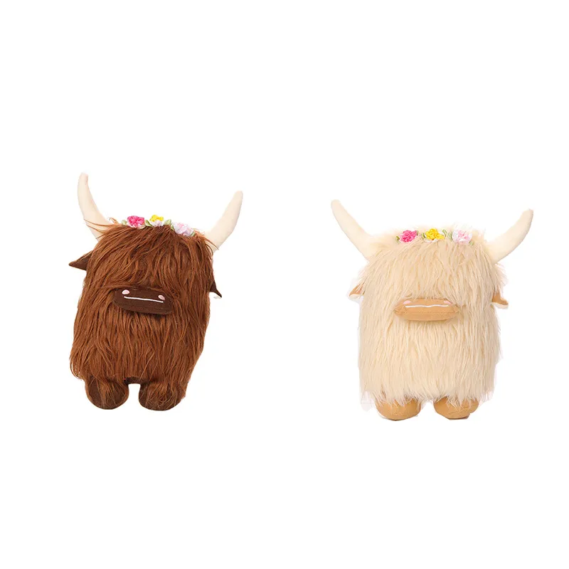 Manufacturers wholesale 2-color 20cm Highland Cow lovely yak Scottish Highland cow plush toys cartoon film television surrounding dolls for children gifts