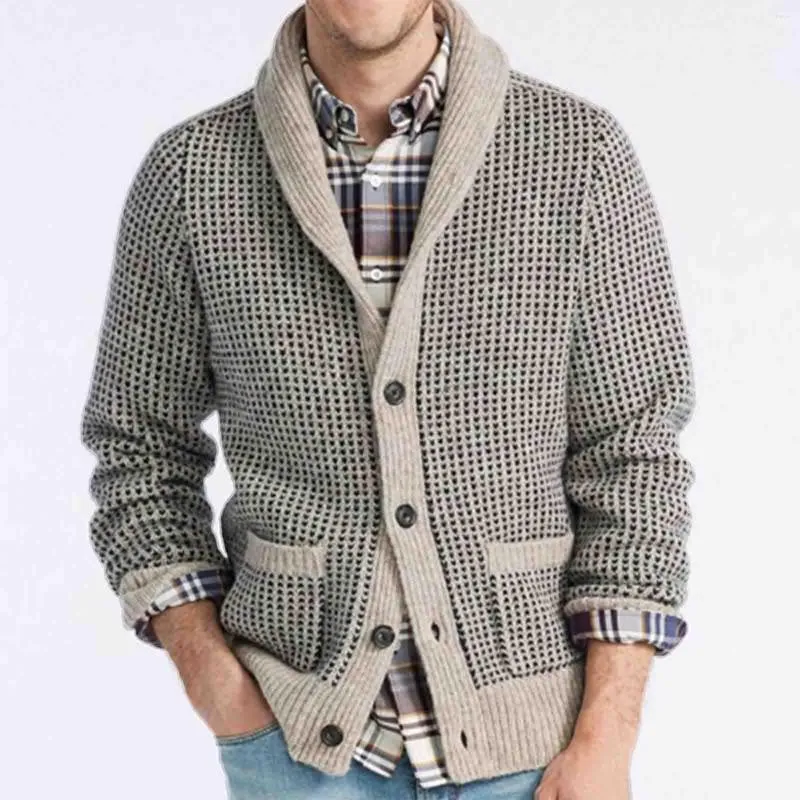 Męskie swetry męskie jesienne i zimowe sweter grube żakardowy guziki ciepły płaszcz z kurtki kardiganowej