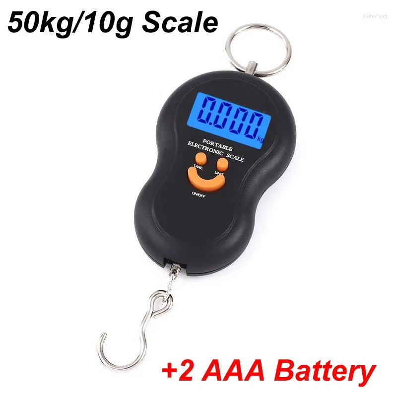 Electronic 50kg 10g pendurado em escala digital Pesos de escala digital Laboratório de bagagem de bolso ensino 2 bateria