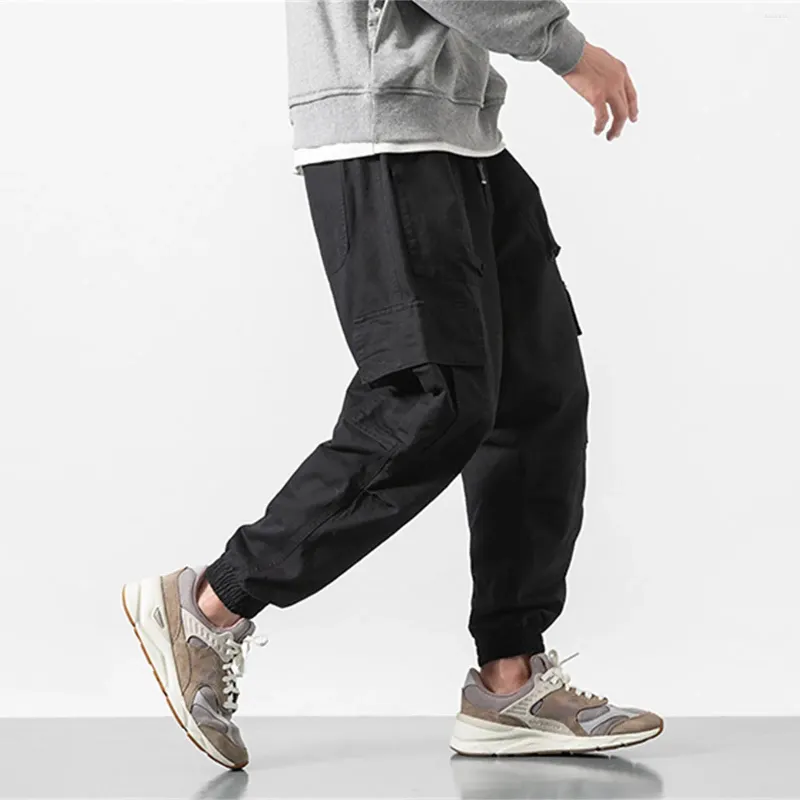 Men's Pants 2023 Casual Cargo Cotton Men Pocket Loose Straight Elastic Work Trousers Fit Joggers Male Large Size