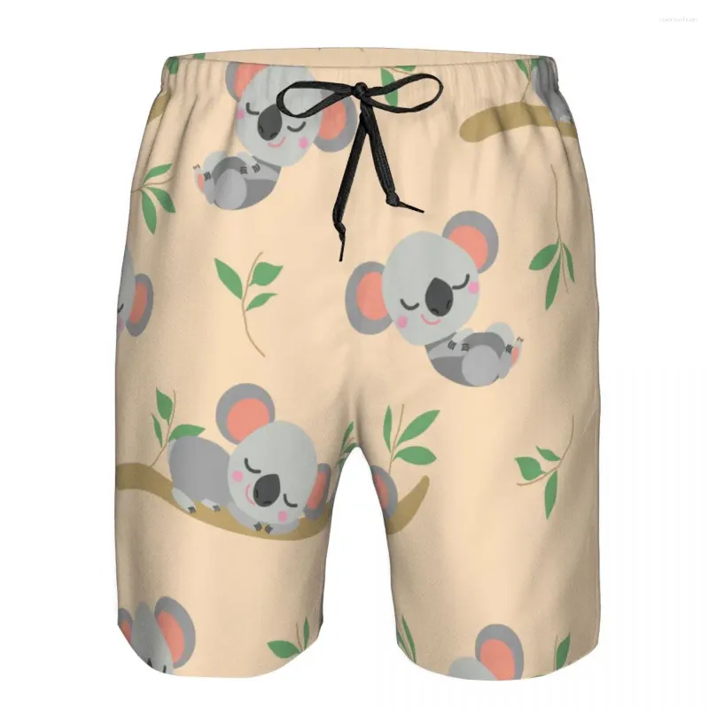 Shorts pour hommes Dormir Koala Bear sur une branche d'arbre d'eucalyptus Natation à séchage rapide pour hommes Maillots de bain Maillot de bain Maillot de bain Maillot de bain Beach Wear