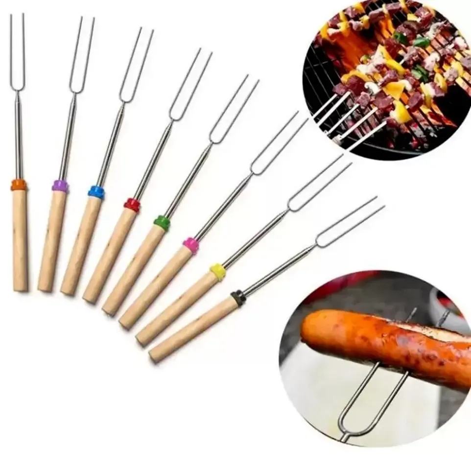 Bâtonnets à rôtir à la guimauve pour barbecue en acier inoxydable, rôtissoire télescopique, cuisson/cuisson/barbecue Fy5233 G0420