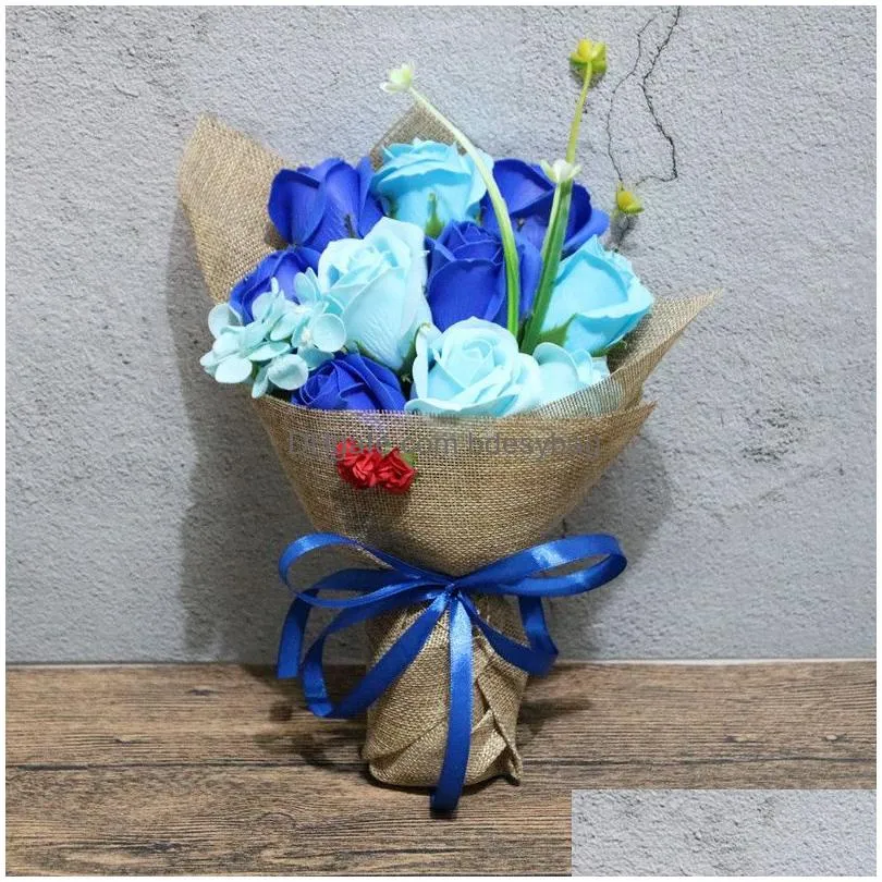 Decorative Flowers & Wreaths Creative Handmade Sunflower Rose Carnation Soap Flower Artificial Bouquet Wedding Decoration 30X20X10Cm F Dhoap