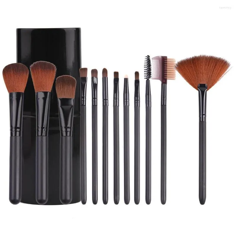 Make-up-Pinsel 12-teiliges Kartuschen-Set für Damen, Schönheit, Kosmetik, Werkzeug, Blush, Lidschatten, Blending, kurzer Shader für Kit