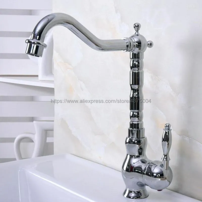 Bathroom Sink Faucets Deck Mount Chrome Basin Faucet Shower Bath Vanity Vessel Sinks Mixer Tap Cold And Water Nnf933