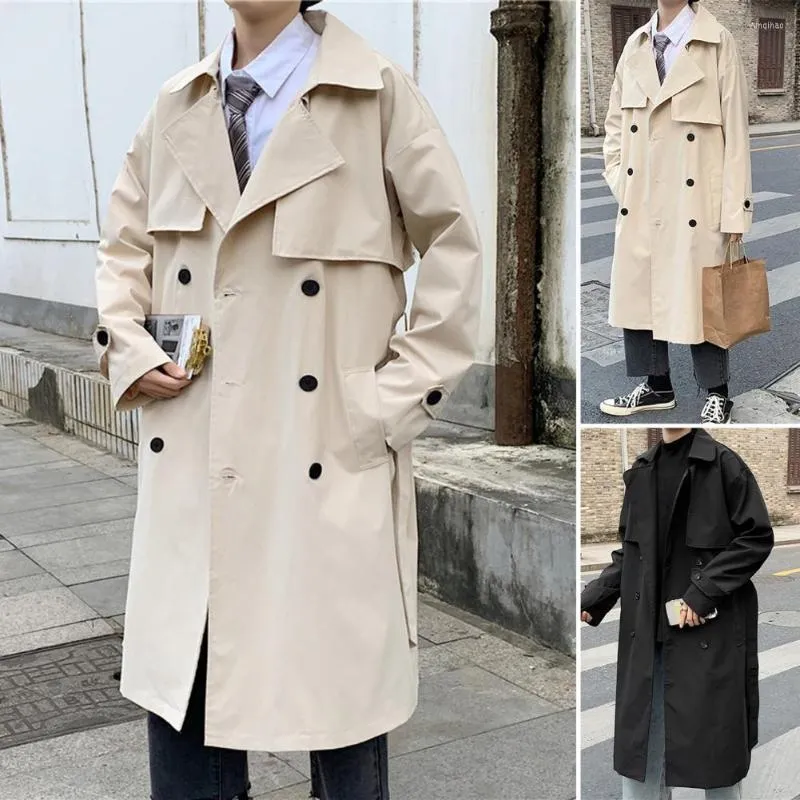 Hommes Trench Coats Loose Cool Col Rabattu Hommes Manteau D'hiver Surdimensionné Printemps Revers Pour La Rue