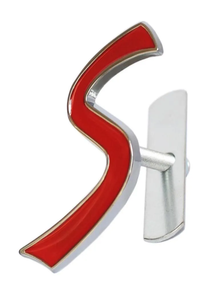 Emblema S Per Auto - Logo 3D In Metallo Rosso, Adesivo Per Bagagliaio, Compatibile Con Modelli Mini