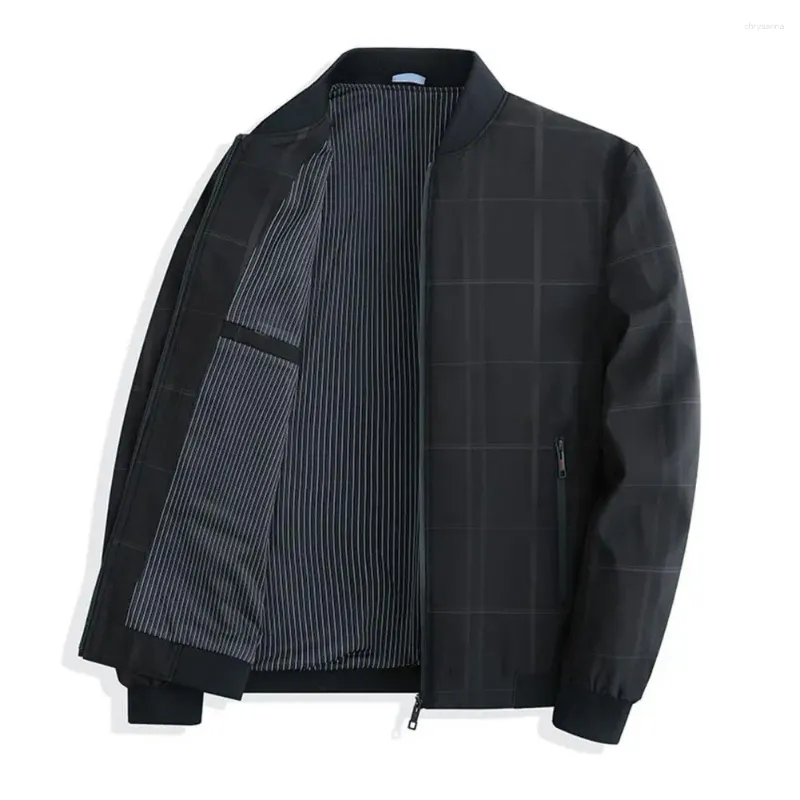 Men's Jackets Jacket Mid Length Cardigan Smooth Zip Up Closure Stand Collar Loose Fall/winter