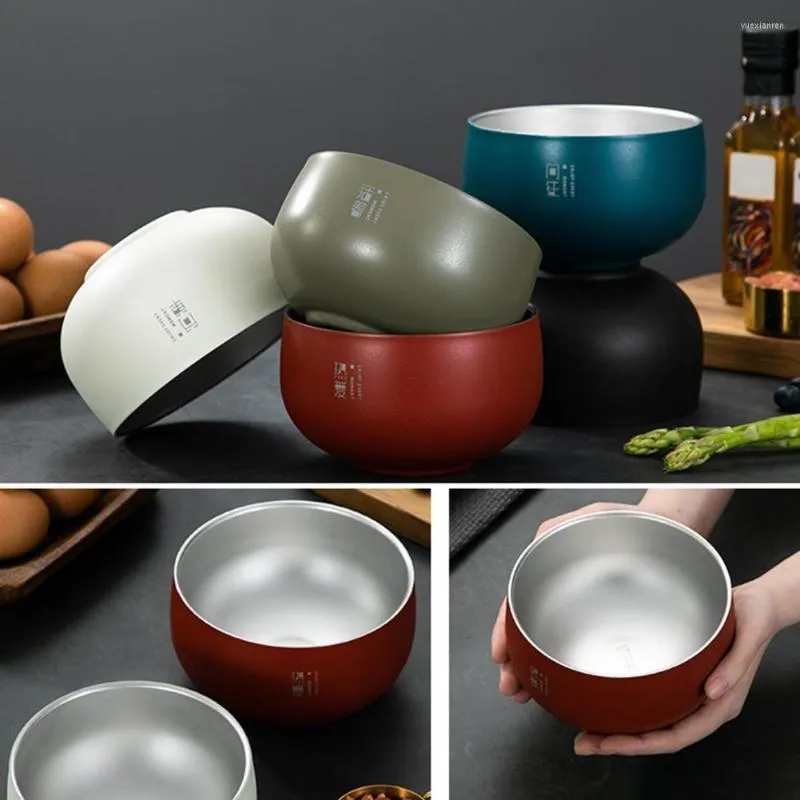 Skålar slitstarkt rostfritt stål Instant Noodles Bowl Målning Hantverk Japansk stil Sallad Mixing Kitchen Gadget Anti-Scaling