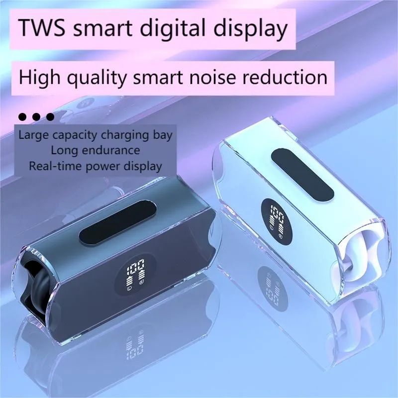 Orecchie a clip Auricolare Bluetooth TWS Auricolare wireless Controllo delle impronte digitali R19 Microfono integrato Display LED Cuffie di alta qualità Auricolari sportivi Auricolari musicali