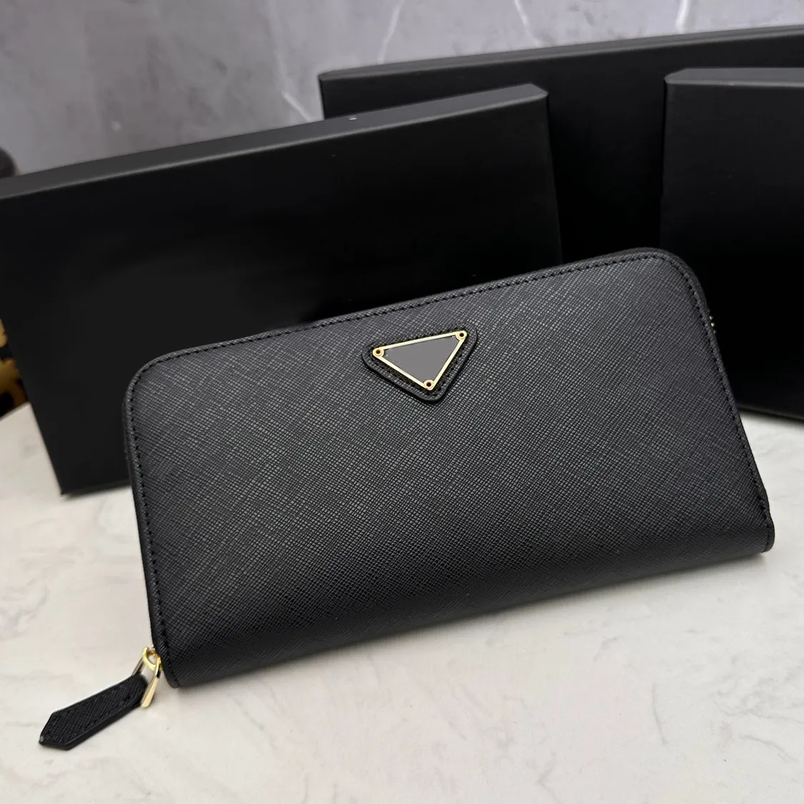 Kvinnors kreditkortshållare myntväska svart designer plånbok på långa små plånböcker äkta läder med blixtlåsväskor damer avslappnad väska