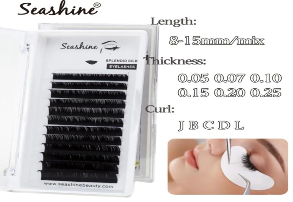 Seashine Delivery Quickly Individual Eyelash Extension Korean PBT Material 815mm single OR mix length 003025 Thickness Volume 6315262