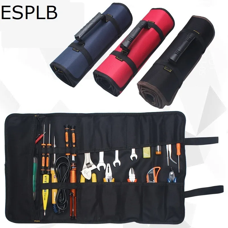 Sac à outils ESPLB Sac à outils en rouleau Grande clé enroulable Sac de poche portable Kit de 22 poches pour électriciens mécaniciens N'incluant aucun outil 230419