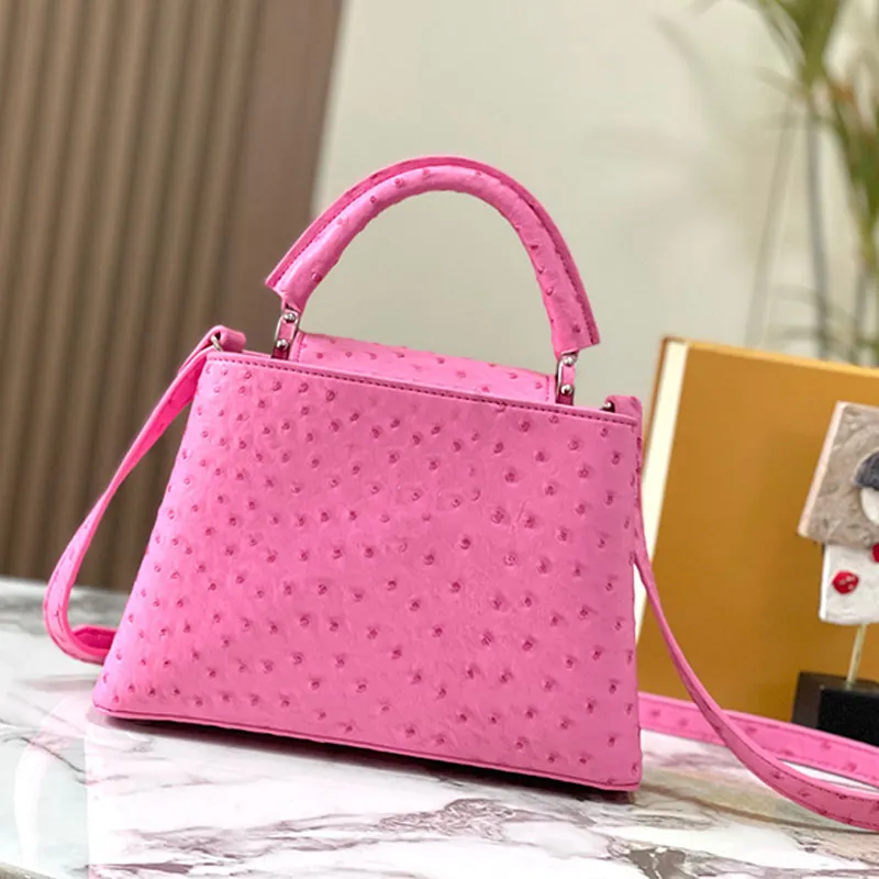 Amazon.com: Genuine Ostrich Leather Handbag Grace Bag Pecan Color, Medium  OST-3 : Handmade Products