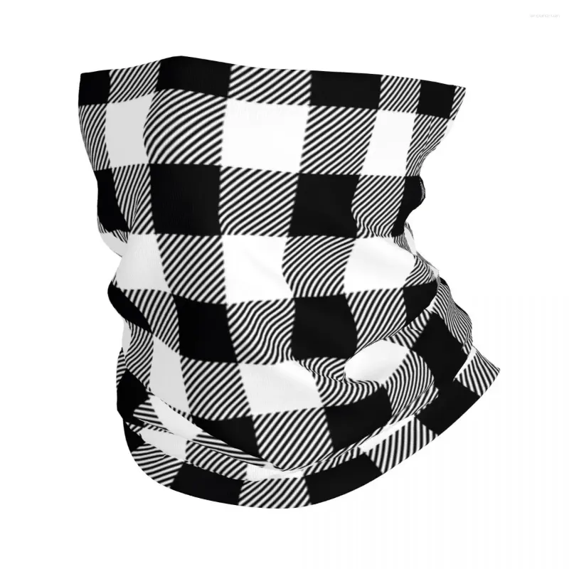 Eşarplar Şık Siyah Beyaz Gingham Check Bandana Boyun Kapağı Baskılı Damalı Sillitoe Tartan Kişme Balaclavas Yüz Eşarp Çoklu Kullanım