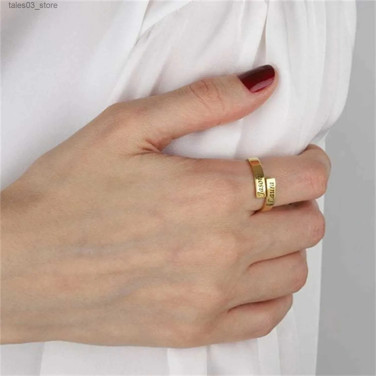 Обручальные кольца Персонализированное кольцо с именем пары Кольцо с двумя именами Свадебный подарок Подарок на годовщину Из нержавеющей стали Выгравированное имя Кольцо Подарок для женщины Q231120