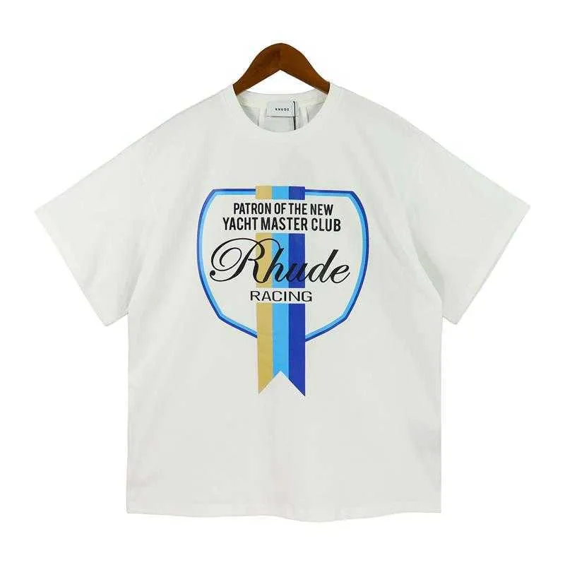 Designer Fashion Abbigliamento Tees Hip hop Magliette Rhude 2023ss Summer New Trend Brand T shirt allentata Lettera Stampa Top Uomo Donna Tempo libero