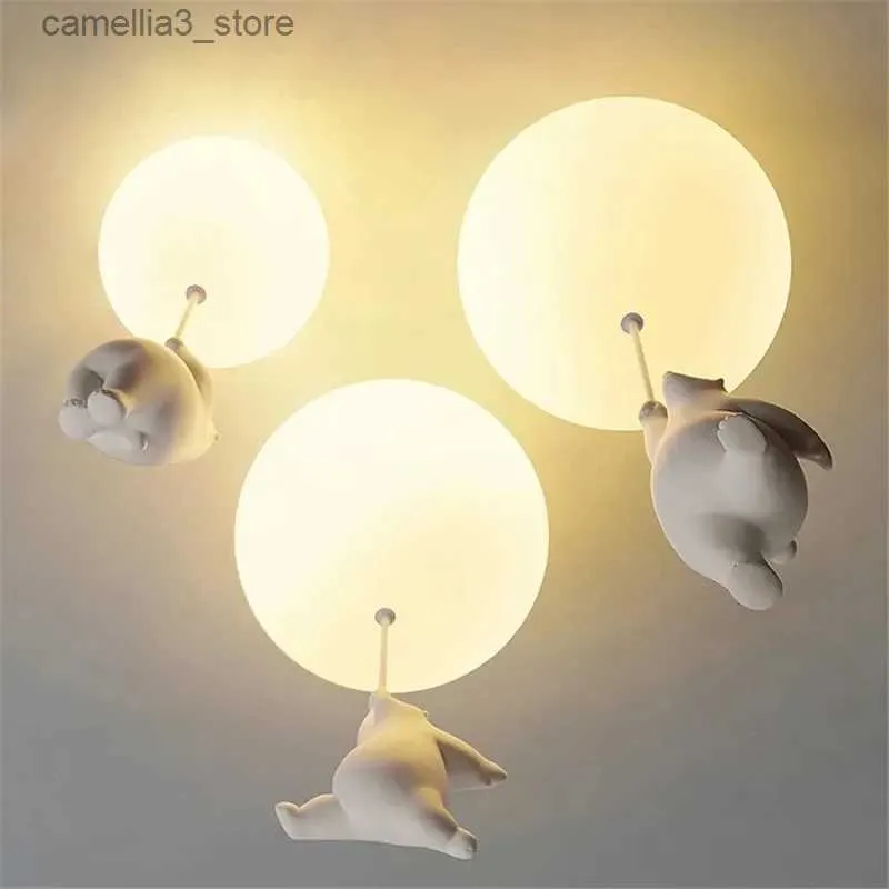 Plafonniers Dessin animé ours polaire LED plafond lustre lumière éclairage créatif suspension pour famille thème hôtel enfant enfants chambre lampes Q231120