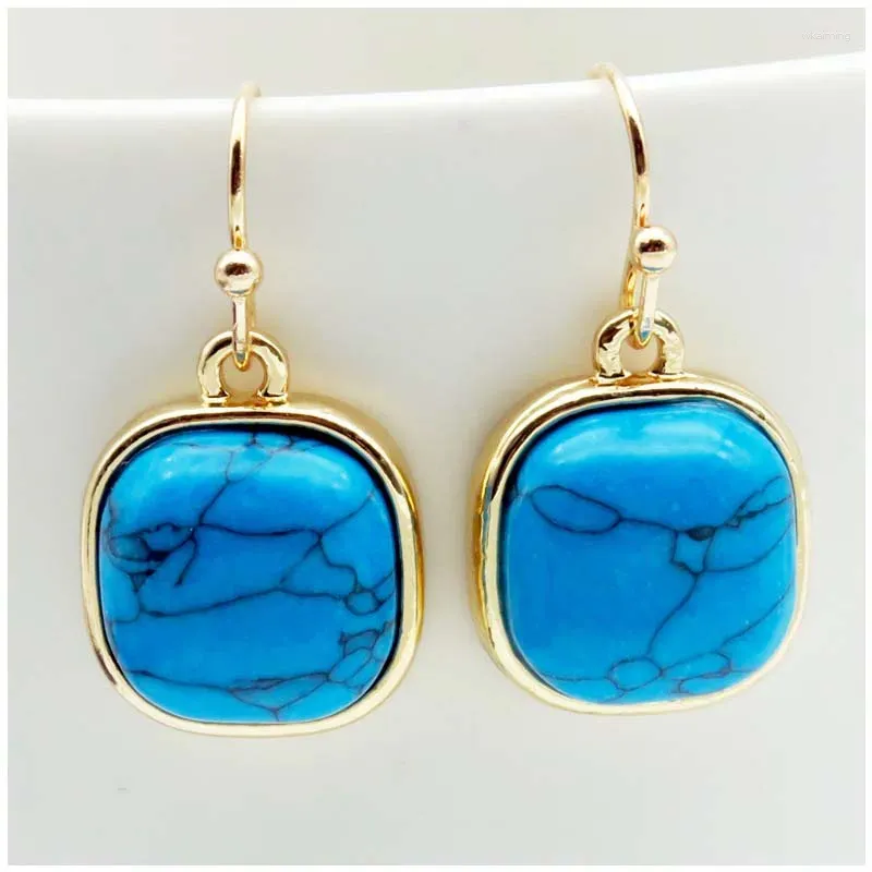 Boucles d'oreilles pendantes 1 paire de boucles d'oreilles Turquoise naturelle carré bleu géométrie Piercing bohême bijoux à la mode accessoires pour femmes Femme