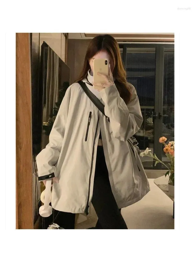 Jaquetas femininas 2024 roupas femininas jaqueta cinza outerwear gola moda coreana streetwear y2k estilo americano inverno feminino casaco preto