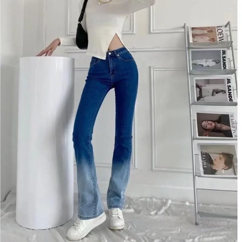 Women's Jeans Mixed Color Flared Women's Summer Vintage American High-waisted Wide-foot Casual Pants High Street Ins Tide Pantswomen