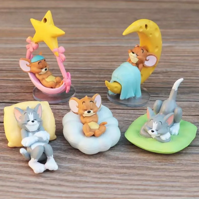 Decoração de carro gato e mouse tom jerry, livro fofo, boneca artesanal, brinquedo, decoração pequena