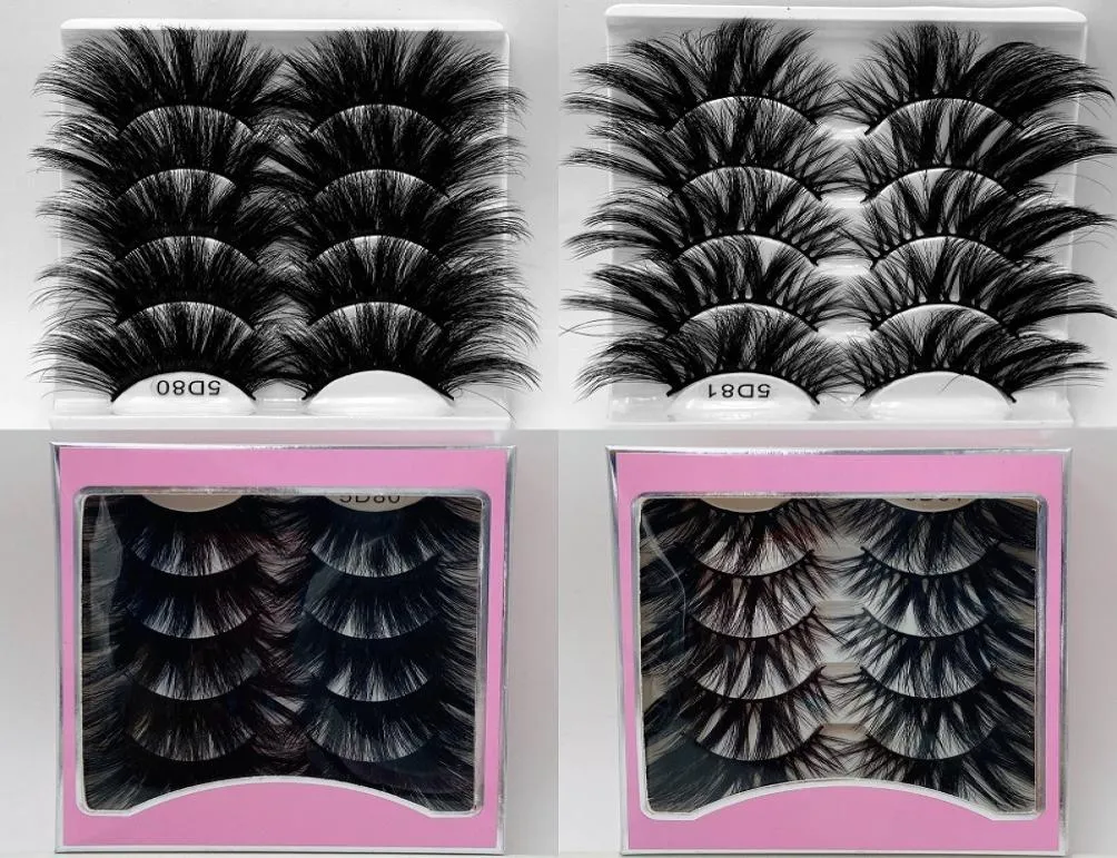 5 Paret 25mm 3D Mink Hair False Eyelashes Wispy Fluffy Natural Long Lashes Makeup Tools Full Soft Lashes Extension Tools 5 Sets8132863